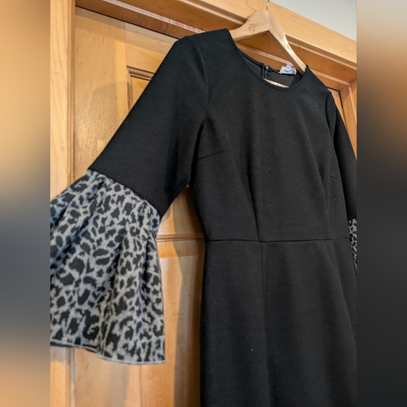 THML Black Dress with Leopard Print Sleeves - Picture 3 of 9